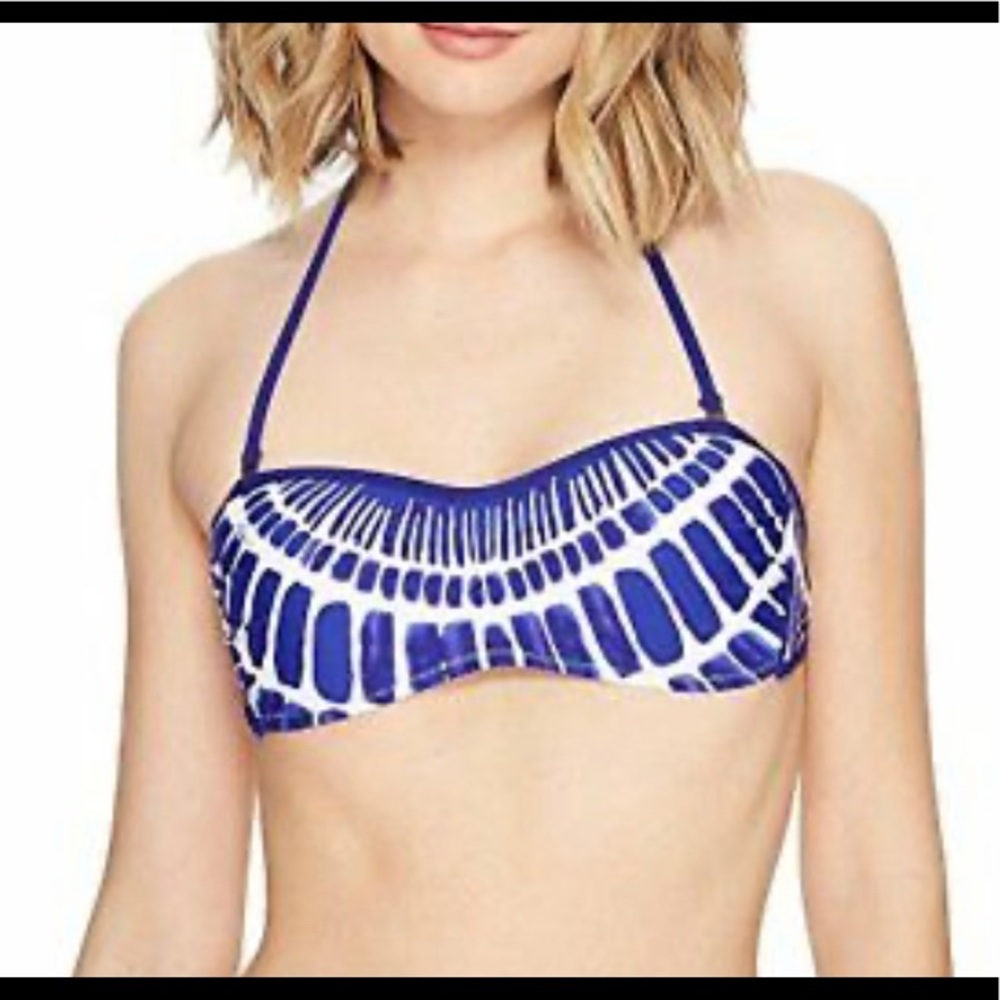 NEW Trina Turk Algiers Indigo Blue & White Bandeau Bikini Top Size 4